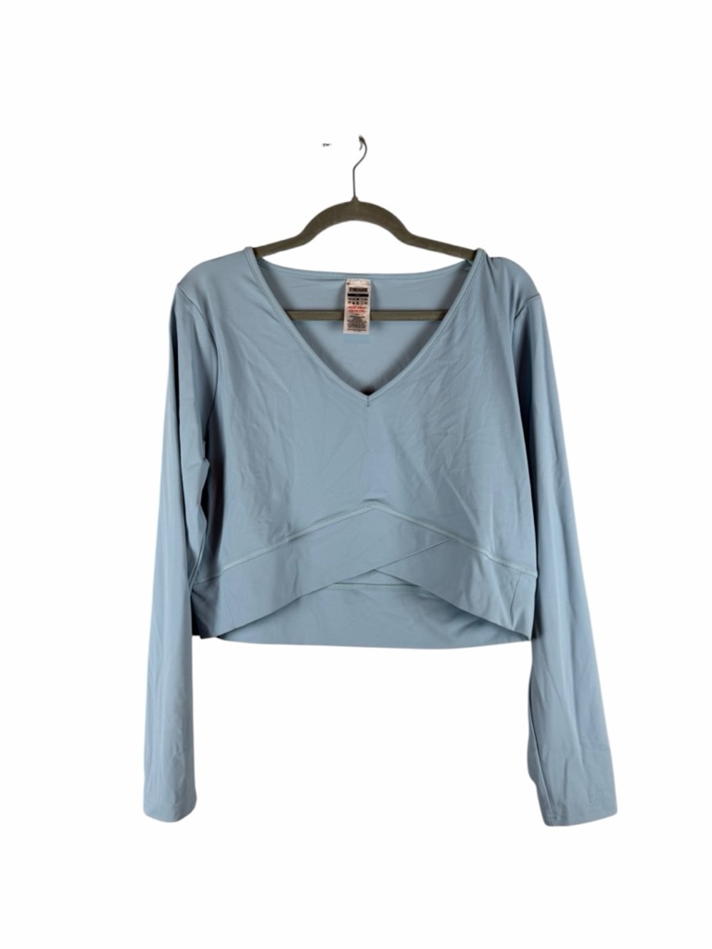 Gymshark Light Blue V Neck Crossover Hem Long Sleeve Workout Top Size XXL